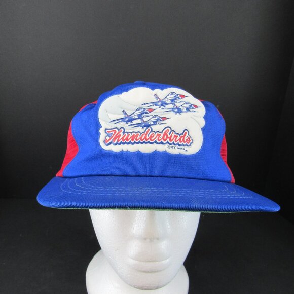 Vintage Thunderbirds '83 adea Puff Patch Logo Blue/Red Adj Snapback Cap Hat - Picture 2 of 9